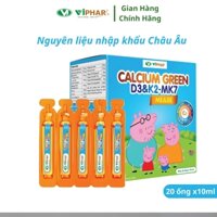 Canxi hữu cơ tăng chiều cao cho bé Calcium Green D3K2-Mk7 Me&Be Vphar|Hộp 20 ống 10ml