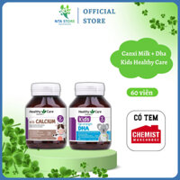 Canxi Milk Calcium Sữa + Dha Kids Healthy Care 60v, Bổ Sung Canxi Và Dha Cho Bé Cao Lớn, Thông Mình