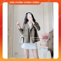 [CAO CẤP] Áo khoác măng tô nữ dáng ngắn cổ vest thiết kế Charme 9086