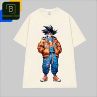 Cao cấp - Áo thun oversize in hình Goku mặc áo khoác quần thụng mang giày sneaker thời trang Dragon Ball shirt BND890