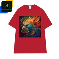 Cao cấp - Áo thun oversize hình vẽ mặt chim Phượng Hoàng lửa mạnh mẽ độc đáo Phoenix shirt BS1084