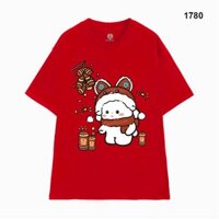 Cao cấp - Áo thun unisex tay lỡ oversize in hình Thỏ trắng chơi pháo hoa ngày Tết vui nhộn đáng yêu Bunny shirt