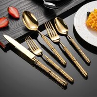 Cao Cấp Dập Nổi Tay Cầm Dao Và Thìa Nĩa Cấp Thực Phẩm Thép Không Gỉ 304 Bộ Đồ Ăn Deluxe Khách Sạn Phương Tây Nhà Hàng Bít Tết Bộ Dao Và Nĩa
