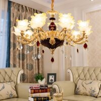 (Cao Cấp) Đèn Chùm Tân Cổ Điển 8-15 Tay Trang Trí Phòng Khách,Phòng Thờ,Nhà Hàng Khách Sạn Tặng Kèm Bóng Led