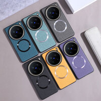 Cao Cấp Kết Cấu Vải Da Vòng Từ Tính Giá Đỡ Ốp Lưng Cứng Chống Sốc Cho Vivo X200 Pro X200 X200Pro Vỏ Điện Thoại Mini
