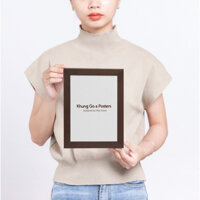 CAO CẤP Khung Tranh, khung ảnh gỗ sồi treo tường màu nâu A4, A3, 30x30 40x60, 50x70, 50x50, trang trí nhà cửa - 13x18 cm có chân