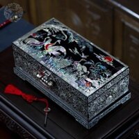 Cao Cấp Luodian Sơn Mài Hộp Trang Sức Retro Phong Cách Trung Hoa Pingyao Gỗ Chắc Chắn Ba Vàng Trang Sức Hộp Bảo Quản Quà Tặng Đám Cưới