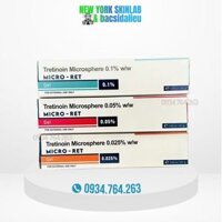 [Cao cấp] Microret gel (20g) Tretinoin Microsphere 0.1 - 0.05 - 0.025%, tre USP Ấn độ trị mụn, Micro-ret chống lão hóa mạnh mẽ