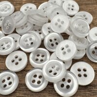 Cao Cấp Ngọc Trai Quần Áo Nút Nhựa Tròn Trắng Đồng Phục Học Sinh Áo Trắng Đa Năng Bác Sĩ Áo Sơ Mi Nút Áo Sơ Mi