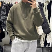Cao Cấp Nửa Dây Kéo Thời Trang Áo Nam Ba Màu M-3XL Thu Đông 2024 Phiên Bản Hàn Quốc Dạo Phố Áo Chui Đầu Đứng Cổ Bott