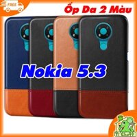 [Cao Cấp] Ốp Lưng Nokia 5.3 Da PU Phối 2 Màu Sọc Chỉ