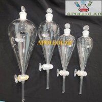 (Cao cấp) Phễu chiết lắng gạn thủy tinh, khóa vặn THỦY TINH, thân không chia vạch thí nghiệm