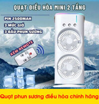 {Cao Cấp} Quạt Phun Sương Điều Hòa Hơi Nước Mini 2 Tầng Tích Điện Nhật Bản, Làm Mát Cấp Ẩm, Hoạt Động Ếm Ái, Tiết Kiệm Điện, Thiết Kế Nhỏ Gọn, Không Gây Tiếng Ổn, Dùng Điều Hòa Nên Có 1 Cái Cấp Ẩm An Toàn Cho Bé Người Thân Ngăn Ngừa Viêm Họng Viêm Xoang, Xuất Xứ Nhật Bản, Mẫu Mới 2026.