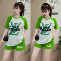 [CAO CẤP] Sét bộ đồ đùi sort nữ dạo phố thêu logo cực xinh