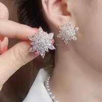 Cao Cấp Siêu Nhấp Nháy Hoa Bông Tai Tinh Tế Tất Cả Trận Đấu Sang Trọng Nữ Kim Cương Giả Mùa Hè 2025 Hợp Thời Trang 25.3.7