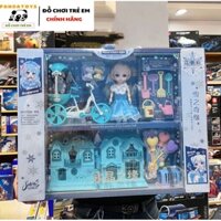 (CAO CẤP)Búp bê Barbie cô gái công chúa băng Elsa 5D Nữ Hoàng Băng Giá Hàng Đẹp Cỡ To tóc mây