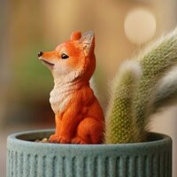 Cáo chín đuôi Cây cảnh hoa mọng nước Ngoài trời Micro Phong cảnh Khỉ Đuôi bài trang trí Đồ trang trí Cảnh quan Cáo nhỏ màu trắng
