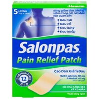 Cao dán Salonpas Pain Relief Patch giúp giảm đau, kháng viêm (5 miếng)