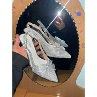 Cao gót mũi nhọn nơ cánh tiên kim tuyến