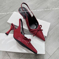 Cao gót nơ bít mũi nhọn cao 5 phân 2 màu(G0150)