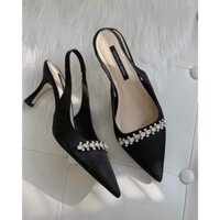 Cao gót nữ big size, mẫu cao 7p nhọn bít mũi hậu hở có bo thun mũi chạy dây đá sang chảnh size 32_45(chân nhỏ lùi size)