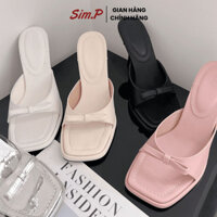 Cao gót Simpshoes mũi vuông phối nơ gót cao 8cm - Gila