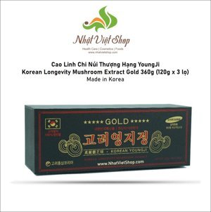 Cao Linh Chi Núi Hộp Gỗ Đen Korean Longevity Mushroom Extract Gold - 120g x 3 lọ
