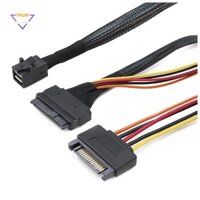 Cáp 12G Mini SAS HD sang U.2 36P SFF-8643 sang SAS U.2 SFF-8639 tích hợp với nguồn SATA 15Pin, Thích hợp cho SSD U.2