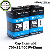 Cặp 2 cái ruột xe đạp Deli Tire 700x32-40c 43mm Van pháp - van hạt gạo