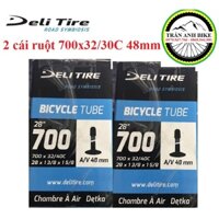 Cặp 2 cái ruột xe đạp Deli Tire 700x32-40c 48mm Van Mỹ- Van xe máy