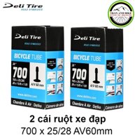 Cặp 2 cái ruột xe đạp Deli Tire 700x25-28c 60mm Van mỹ - van xe máy