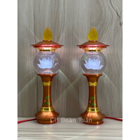 Cặp 2 cây đèn thờ quả cầu pha lê - đèn thờ cúng trang trí