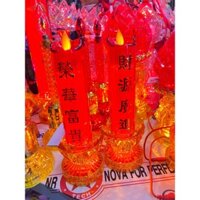 Cặp 2 Nến ly điện tử 16CM, 23CM, 38CM màu đỏ trang trí bàn thờ cúng, đèn cầy điện tử tim lắc