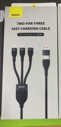 CÁP 3 ĐẦU BASEUS LIGHTNING+TYPE C+MICRO 100W