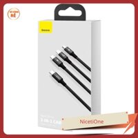 Cáp 3 đầu Sạc Nhanh 20W BASEUS CAMLT-SC01 Chân củ Type C - Hàng Chính Hãng