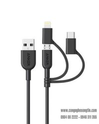 Cáp 3 in 1 Anker Powerline II 0.9M - A8436 Lightning - Type C - Micro USB