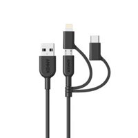 Cáp 3 in 1 Anker Powerline II - A8436 0.9m (Lightning-Type C-Micro USB)