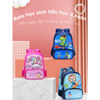 Cặp 3 ngăn cho bé cấp 1, balo đi học cho bé lớp 3-4-5 chống gù và chống thấm cực xịn xò mã B01