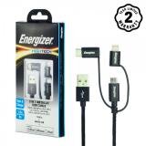 Cáp 3 trong 1 Lightning - MicroUSB - USB C Energizer Metallic 1m - C13UBX3CFBK4 (Đen)