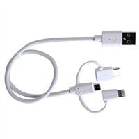 Cáp 3 trong 1 (microUSB, Lightning, typeC) 0.3m ELECOM LHC-AMBLCAD03