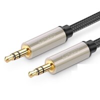 Cáp 3.5mm Pro audio đầu kim loại dây dù bọc chống nhiễu 0.5M màu xám đen Ugreen 125AT10601AV Hàng chính hãng