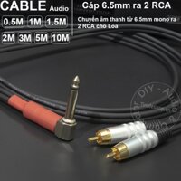 Cáp 6ly mono ra 2 AV DIY 0.5M đến 5M - 6.35mm mono to 2 RCA cable