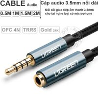 Cáp âm thanh 3.5mm 4 nấc TRRS nối dài 1 mét 1.5 mét Ugreen - Cáp nối dài dây tai nghe cả micro và audio