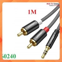 Cáp âm thanh Audio 3.5mm ra 2 RCA dài 1M bọc Nylon Ugreen 60240 cao cấp