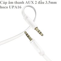 Cáp âm thanh AUX 2 đầu 3.5 mm cho điện thoại laptop hoco UPA16 dây dẹp 1m Hàng chính hãng - Trắng