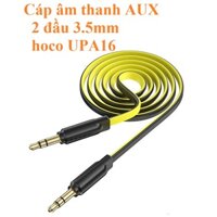 Cáp âm thanh AUX 2 đầu 3.5 mm cho điện thoại laptop hoco UPA16 dây dẹp 1m Hàng chính hãng - vàng