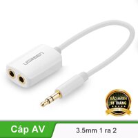 Cáp âm thanh chia 1 đầu jack 3.5mm đực sang hai đầu jack 3.5mm cái dài 20cm UGREEN 10738 (trắng) LazadaMall