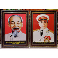 Cặp ảnh chân dung Bác Hồ &amp; Bác Giáp in dầu cao cấp