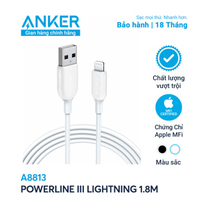 Cáp Anker PowerLine III Lightning  A8813 - Dài 1.8m
