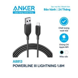 Cáp Anker PowerLine III Lightning  A8813 - Dài 1.8m